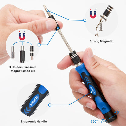 STREBITO Electronics Precision Screwdriver Sets 142-Piece with 120 Bits Magnetic Repair Tool Kit for iPhone, MacBook, Computer, Laptop, PC, Tablet, PS4, Xbox, Nintendo, Game Console