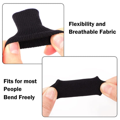 uxcell 10PCS Sport Finger Sleeves Protectors, Elastic Thumb Brace Compression Covers for Trigger Finger, Breathable Finger Splints Support for Relieving Pain 1.8" × 1"