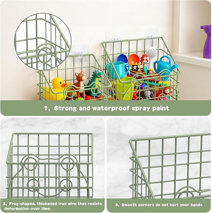 2 PackBath Toy Organizer, Wall Mounted Shower Storage Basket
