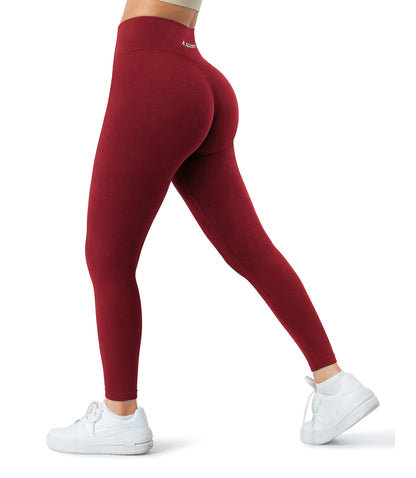 A AGROSTE Women Seamless Workout Leggings with Pockets Scrunch Butt Lifting Gym Leggings High Waisted Yoga Pants