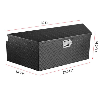 EliteEdge 39" Heavy Duty Aluminum Trailer Tongue Box with Lock – Waterproof Truck Tool Storage, Diamond Plate Utility Chest, Fits Pickup Beds, RVs, Flatbeds, Easy Install