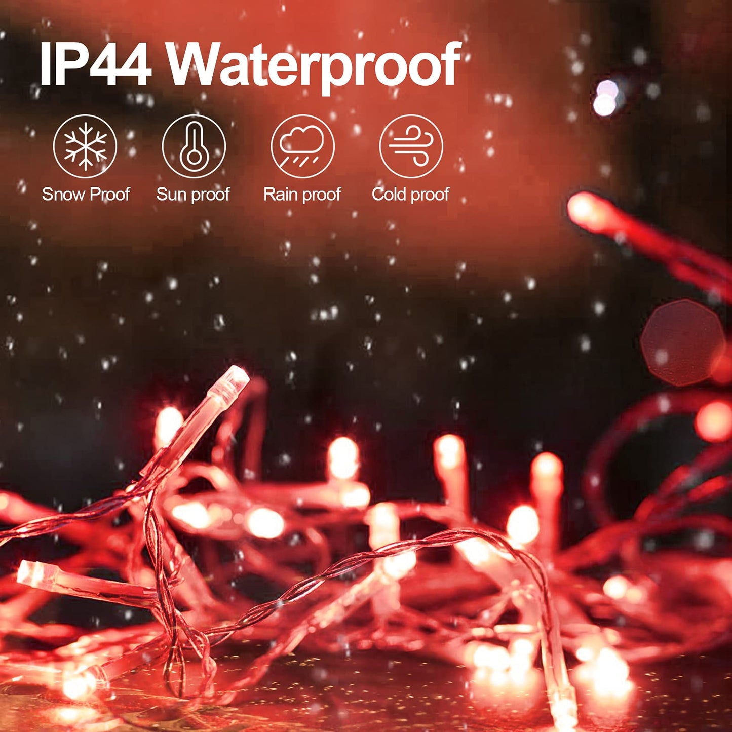 JXLEDAYY 403 FT 1000 LED Christmas Lights Outdoor Fairy Lights Plug in Extra Long String Lights Waterproof 8 Modes Timer for Outside House Tree Garden Yard Wedding Party Decorations-Red