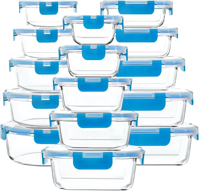 M MCIRCO 30 Pieces Glass Food Storage Containers