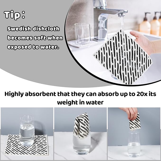 6 Pack Swedish Dishcloths for Kitchen, Swedish Rags Dish Towels
