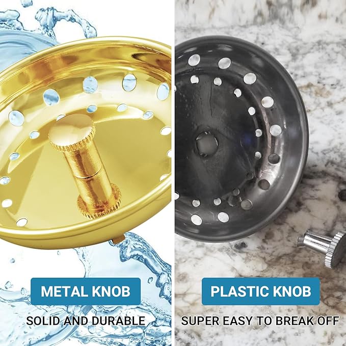 KONE Sink Drain Strainer Gold Sink Stopper and Strainer Stainless Steel Kitchen