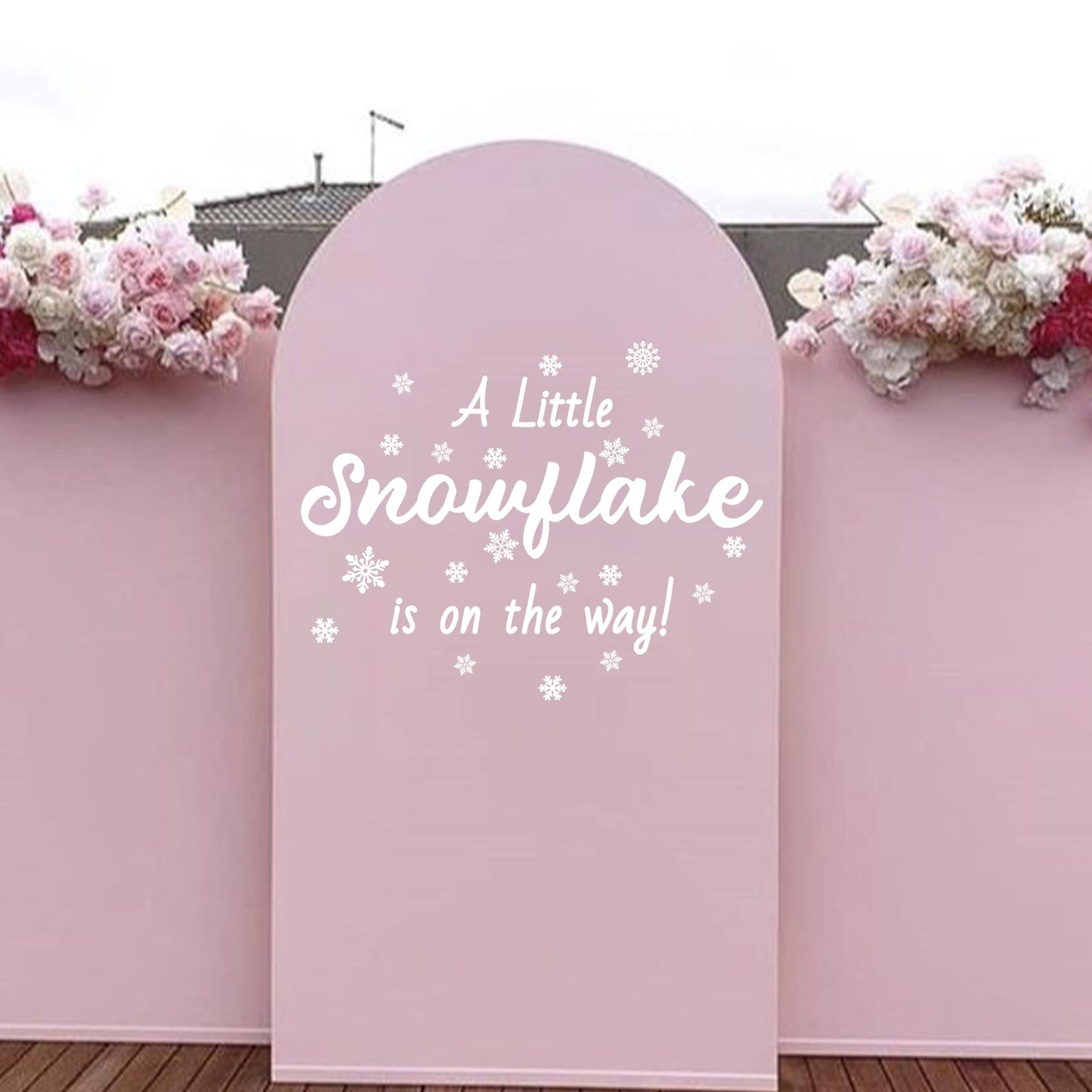 ZAIBIANHAO A Little Snowflake is On the Way Decal - Winter Wonderland Baby Shower White Frosty Backdrop,Gender Reveal Decorations,Christmas Sign Birthday Party Supplies
