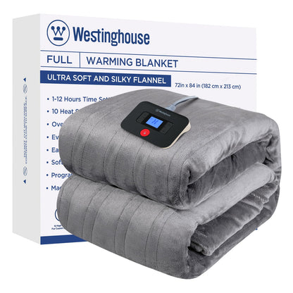 Westinghouse Electric Blanket Heated Throw, Super Cozy Soft Flannel 50"" x 60"" Heated Throw with 6 Fast Heating Levels & 2-10 Auto-Off, Machine Washable, ETL&FCC Certification, Navy Blue