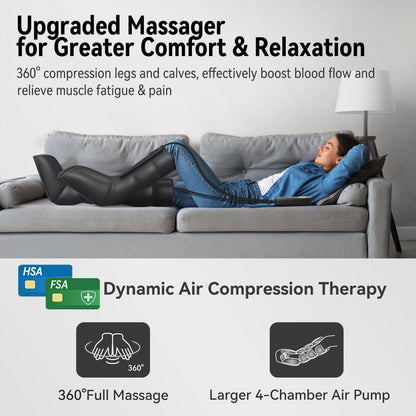 FIT KING Leg Massager with Heat and Compression Therapy, Leg Compression Massage for Circulation, Swollen Leg, RLS Pain & Fatigue Relief, Foot Calf Massager Boots, Recovery Gift for Mom Dad