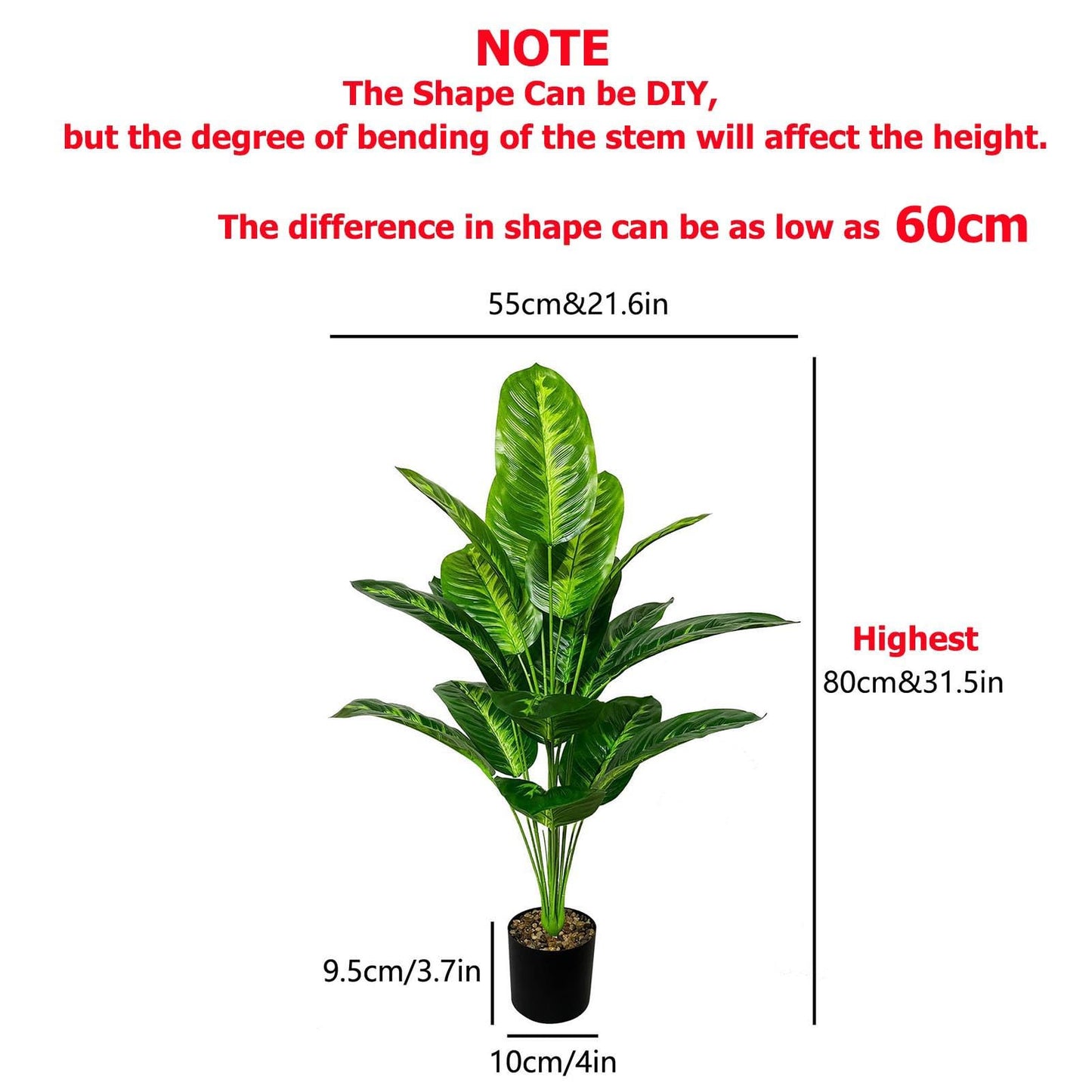 Rozwkeo Artificial Plants in Pots Large Fake Tree Floor Faux Tropical Plants Decorative Greenry House Potted Tall for Home Office Living Room Decor Indoor Garden Outdoor (80cm Tropical Banana)