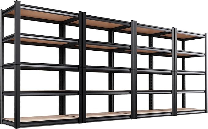 Set of 4 Garage Shelving Heavy Duty Storage Shelves, Metal Adjustable Shelving Unit, Utility Garage Organizer Shelf for Basement, Pantry, Kitchen, Warehouse,15.7" D x 35.4" W x 71.2" H