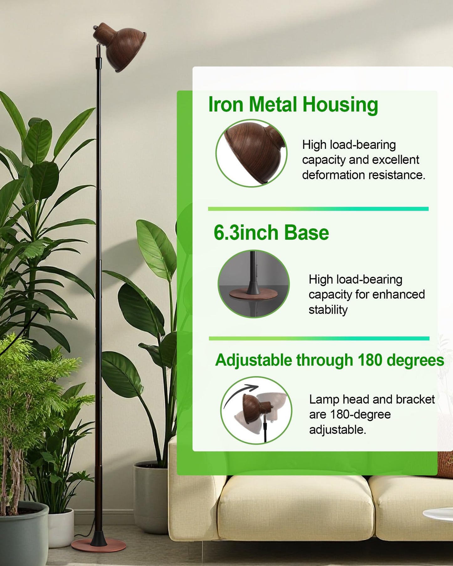 yadoker Plant Grow Light for Indoor Plant, Walnut Wood Grain LED Grow Light,Elevating Plant Lamp,Height Adjustable,Automatic Timer with 8/12/18Hours,10-Level Brightness,Ideal for Large Plant Grow