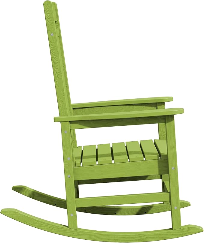 KINGYES HDPE Rocking Chairs Outdoor, Patio Rocking Chairs with 330lbs Support, Smooth Porch Rocker for Deck Lawn Yard, Pistachio Green