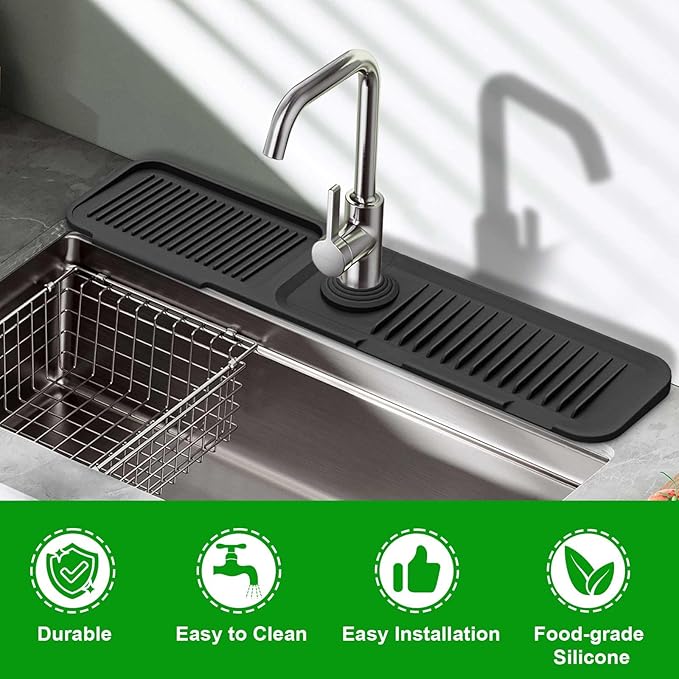 Sink Splash Guard, 5°Slope Silicone Draining Mat