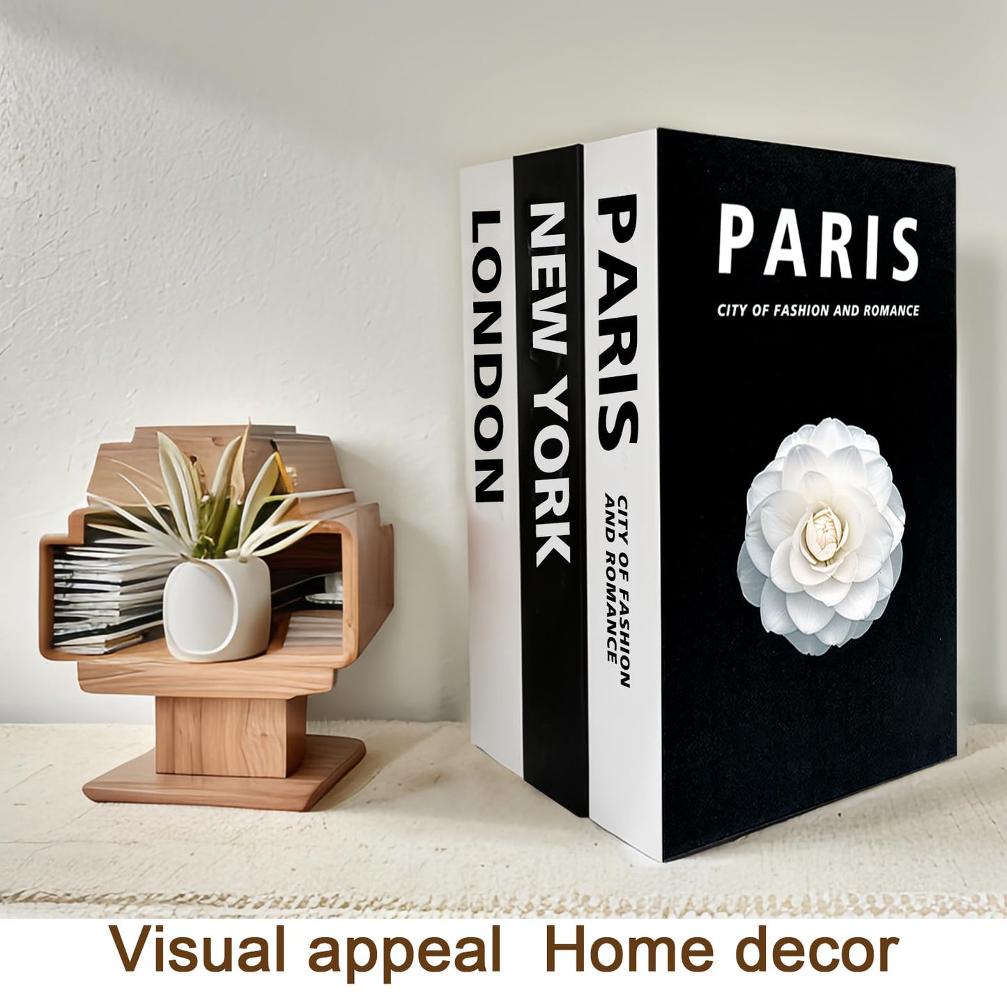 Decorative Books for Home Coffee Table Decor with Stylish Bookshelf and Office Living Room Black and White Fake Books for Decoration Faux Stack Book (Set of 3)