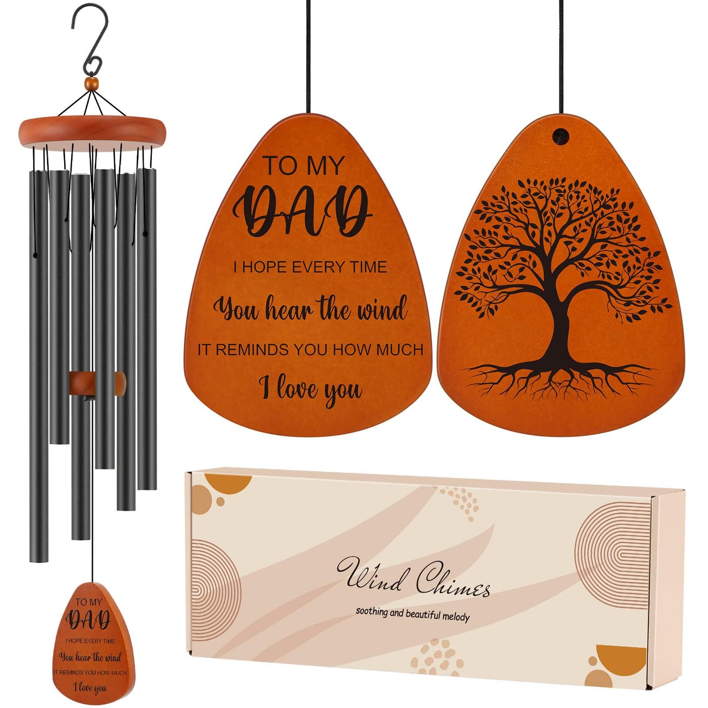Dad Birthday Gifts from Daughter Son, Dad Gifts for Birthday, Fathers Day, Thanksgiving, Christmas, 32 Inch Wind Chimes Gift for Home Decor