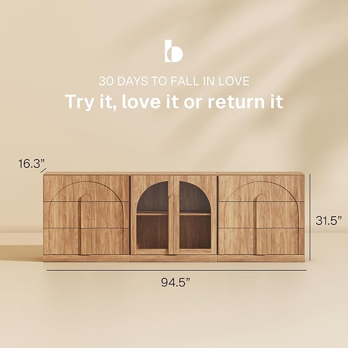 BELLEZE 3-Piece Sideboard Cabinet Set Freely Configurable, Modern Wood Modular