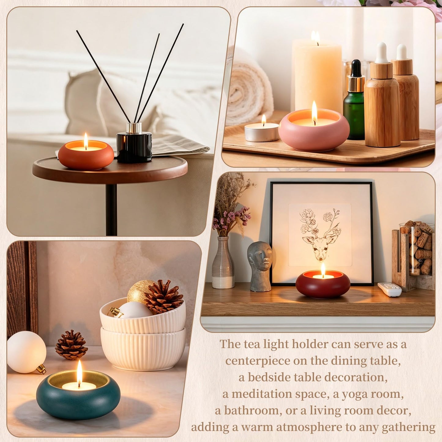 uxcell 2Pcs Pebble Tea Light Candle Holder, 1.2" Height Tealight Candle Holder Handcrafted Ceramic Decorative Calming Home Decor Accent for Table Centerpiece Wedding, Gray