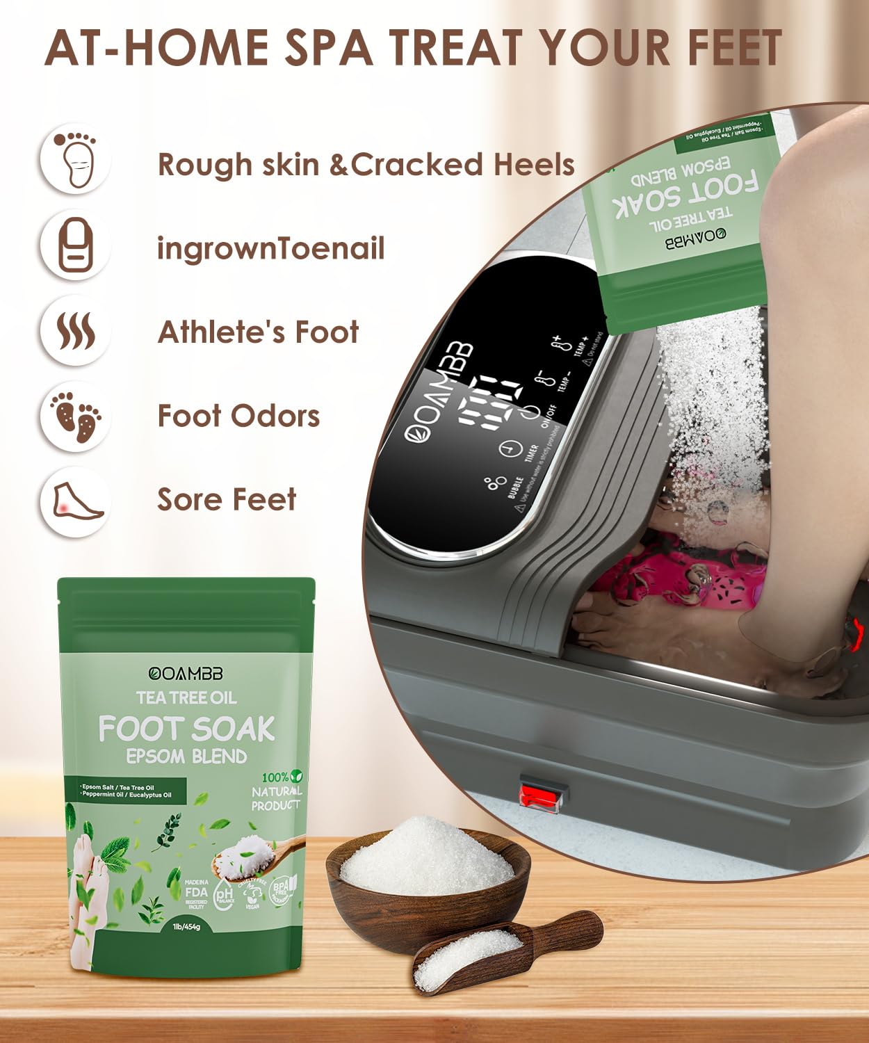 Collapsible Foot Spa with Heat, Bubble and Temp Control, Foot Bath Massager with XL Touch Screen and Massage Rollers, Foot Soaking Tub, Pedicure Foot spa for Stress Relief (Grey)