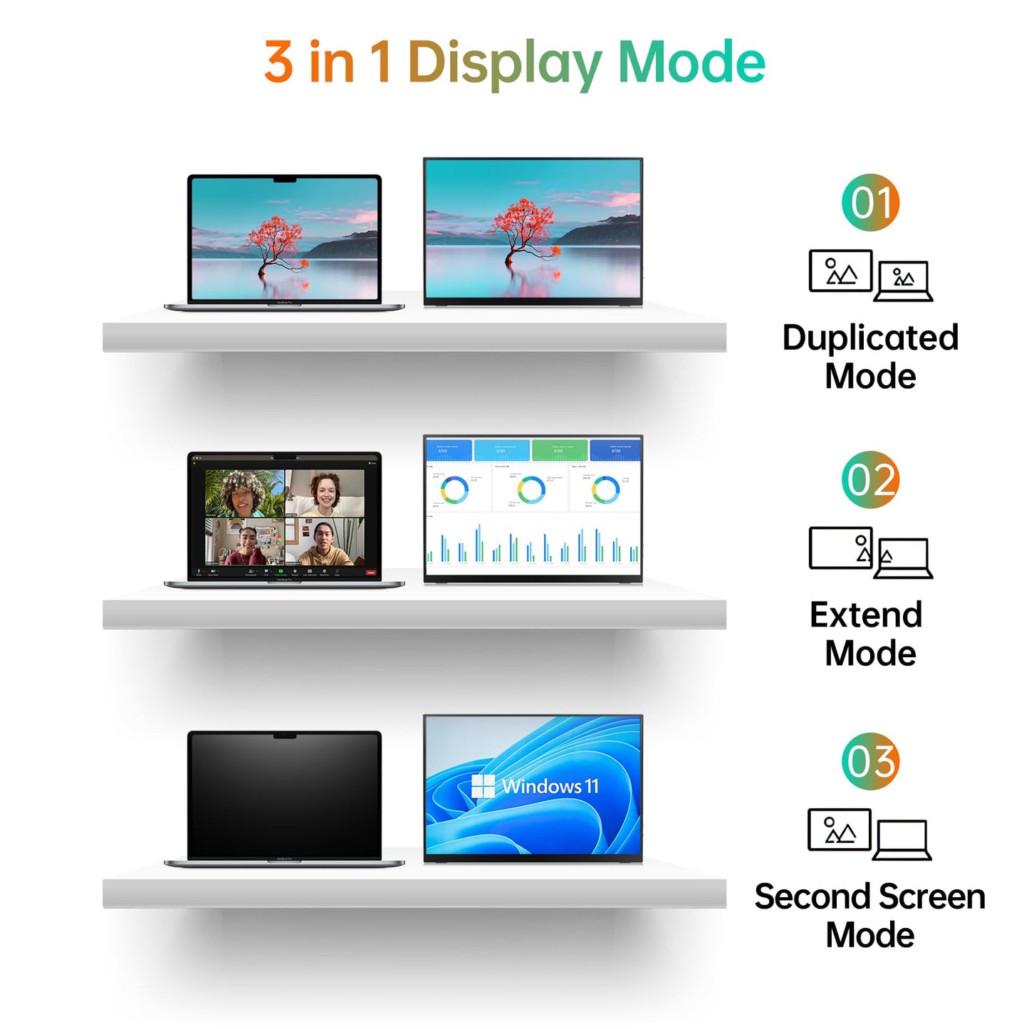 MNN Portable Monitor 15.6inch FHD 1080P USB C HDMI Gaming Ultra-Slim IPS Display w/Smart Cover & Speakers,HDR Plug&Play, External Monitor for Laptop PC Phone Mac (15.6'' 1080P)