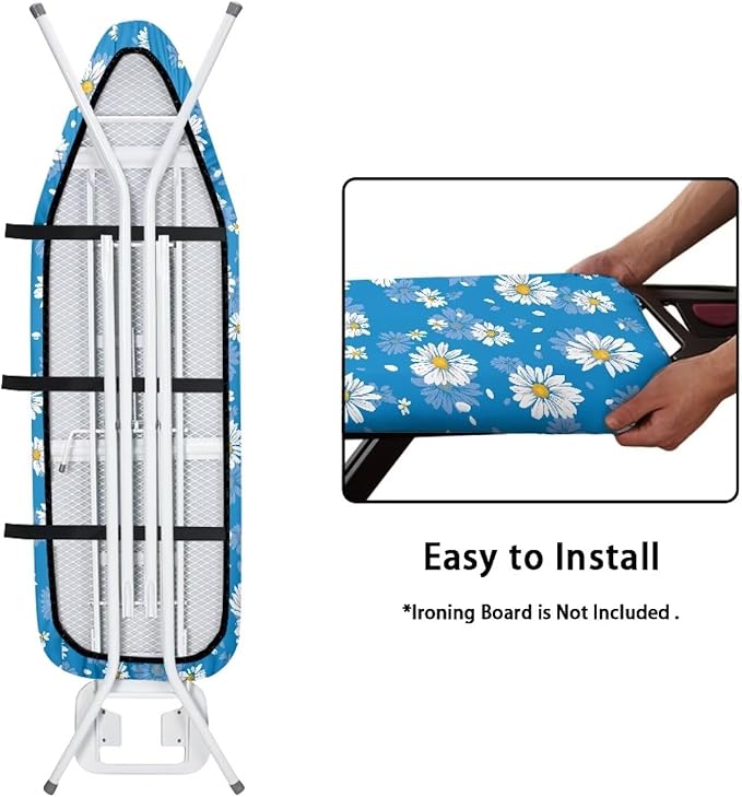Blue Daisy Ironing Covers and Elasticized Edge Ironing Board Covers Protective