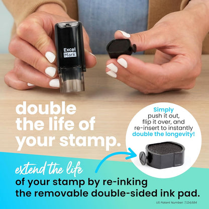 ExcelMark Round Teacher Stamp - Solid Star - RED Ink