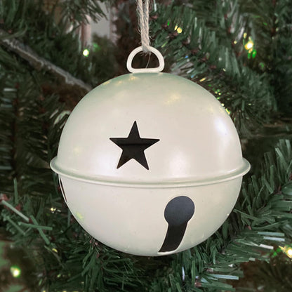 Haute Decor Jingle Bell Ornaments, Large Size 3.35-inch Diameter, 6-Pack (Ivory)