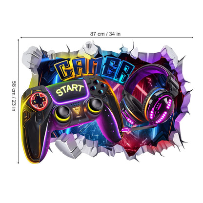 decalmile Large 3D Game Wall Decals Gamer Controller Video Gaming Joystick Wall Stickers Teenagers Boy Bedroom Playroom Wall Decor