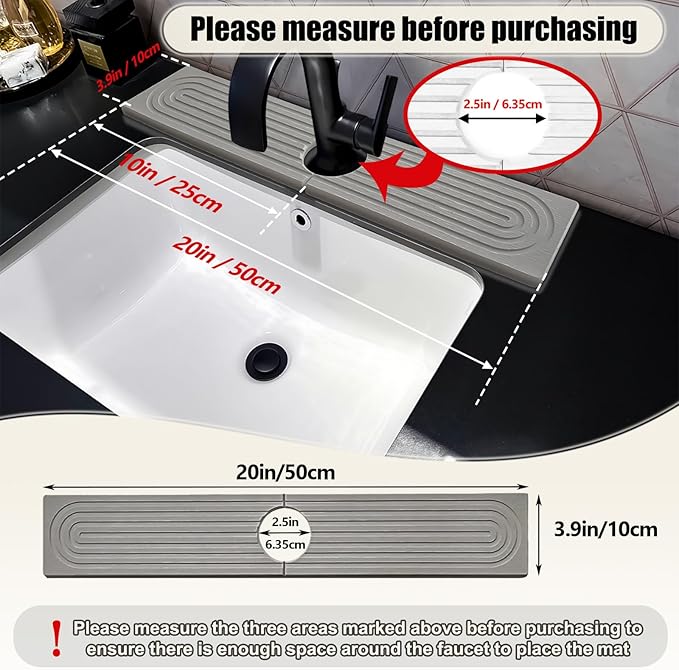 Faucet Mat For Kitchen Sink, Sink Stone Quick Dry Around Faucet, Super Absorbent