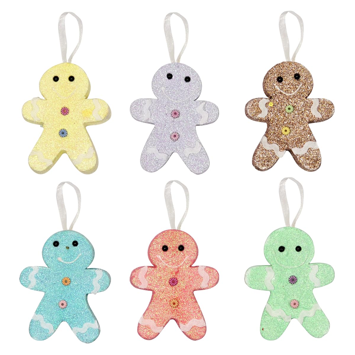 LANGXUN 6pcs Gingerbread Man Candy Land 2025 Xmas Party Suppiles Decoration, Hanging Candy Cane Christmas Tree Décor, Christmas Decorative Hanging Ornaments Crafts