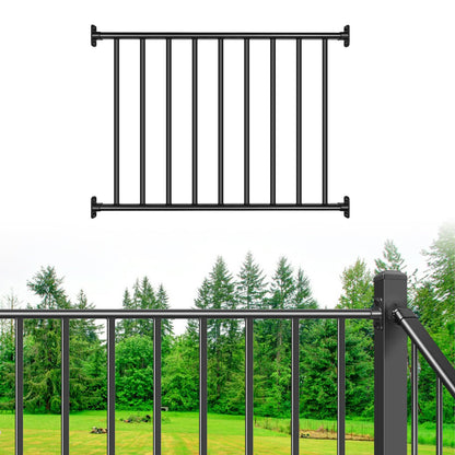 Bobolish 42" H x 4 ft. W Aluminum Porch & Deck Railing Kit, Upgrade Guardrail System with Textured Black AAMA 2604 Powder-Coat Finish for Outdoor Decks, Porches & Balconies (1 Panel)