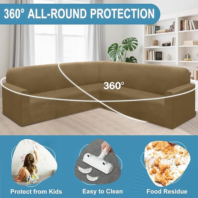 HDCAXKJ Corner Sectional Couch Covers Velvet Stretch L Shape Sofa Cover Soft