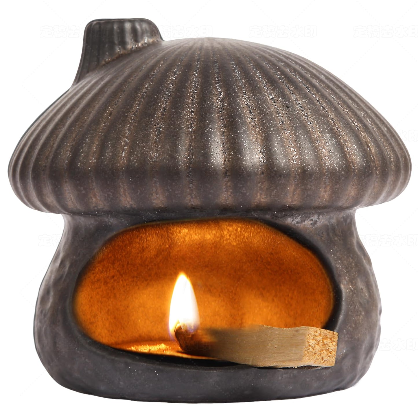Mofunci Palo Santo Holder Mushroom Shape, Ceramic Sage Holder for Burning Palo Santo Burner for Meditation, Yoga and Relaxation(Gilt Gold)
