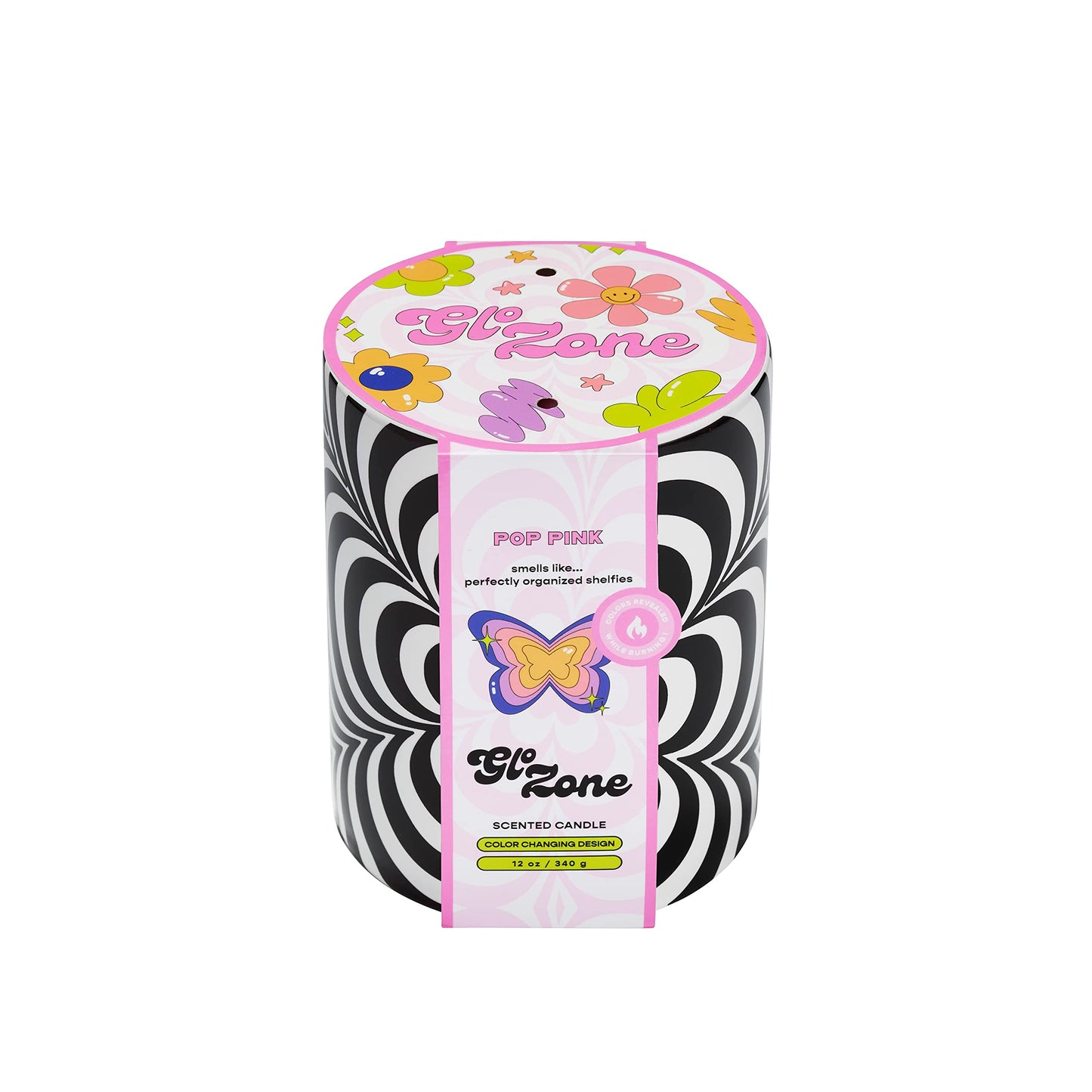 Glo Zone Slow Color-Changing Ceramic Scented Candle, 12 oz - Pop Pink