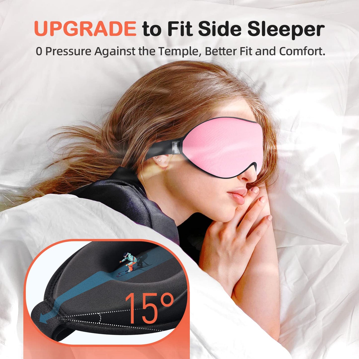 INNELO 3D Contoured Sleep Mask for Side Sleepers, 100% Light Blocking Sleeping Mask for Men & Women, Soft, No Pressure on Eyes, Airplane Blindfold for Travel, Night Eye Cover for Nap, Yoga, Grey