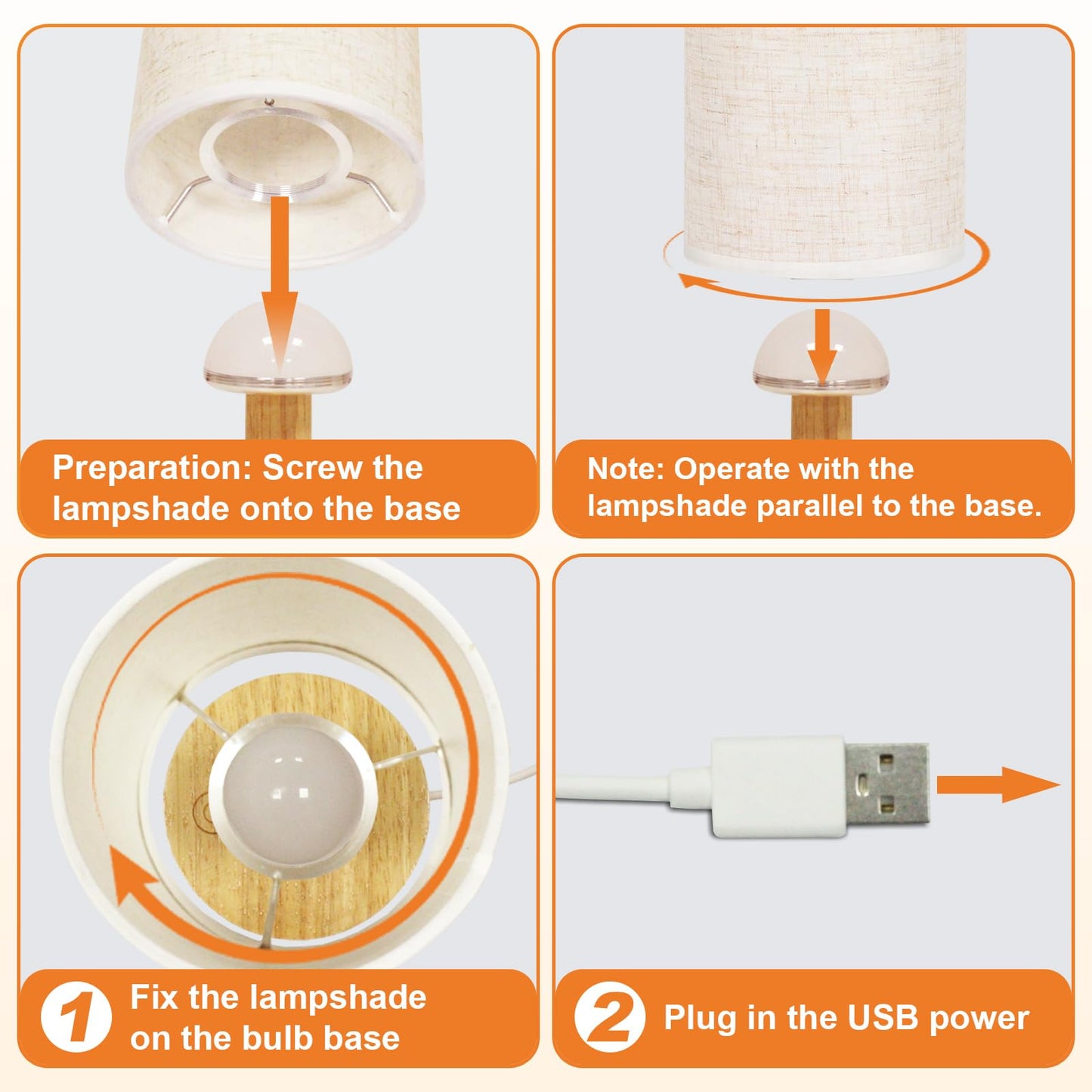 Small Touch Table Lamp with Stepless Dimming&USB Plug,Natural Round Wood Base&Linen Fabric Shade |Soft Ambient Warm Night Light|Minimalist Boho Bedside Lamp for Bedroom,Nightstand,Nursery,Kitchen,Dorm
