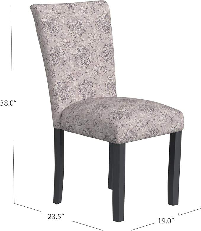HomePop Classic Parsons Dining Chair -Gray Linen Artistic Floral Print