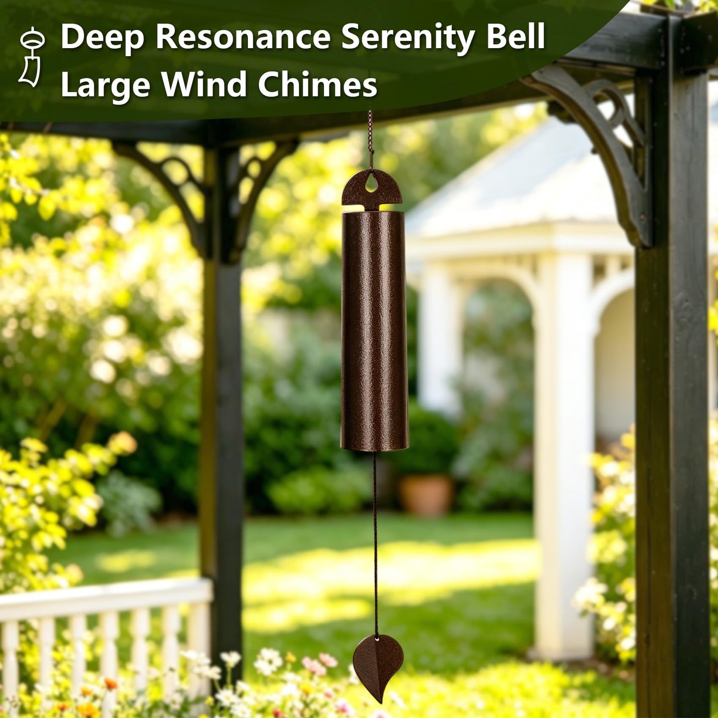 40" Wind Chimes for Outside Deep Tone Heroic Windbell, Handcrafted Metal, Weather Resistant Serenity Bell for Garden Patio Porch Yard, Memorial Sympathy Wind Chime Gift for Mom Dad Grandma