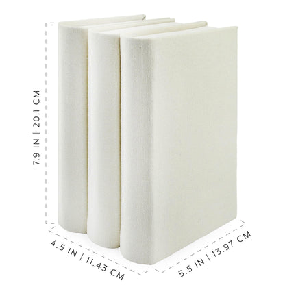 AuldHome Design Faux Book Stack (Cream); Blank Set of 3 Decorative Books for DIY Crafts and Home Decor