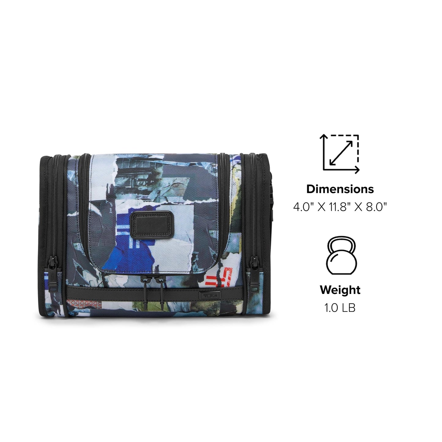 TUMI - Alpha Hanging Travel Kit - Toiletries and Cosmetics Organizer - Travel Essentials Bag with Hooks & Pockets - Black with Red Accents