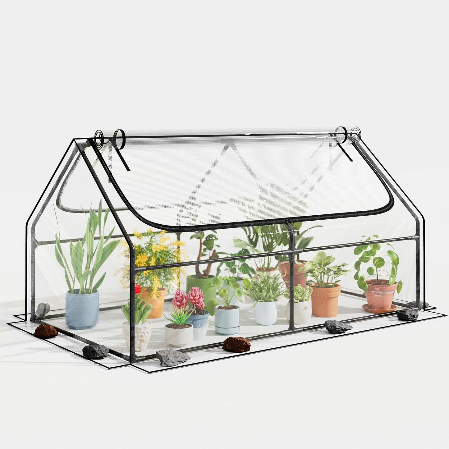 Superlele Mini Greenhouse for Outdoor, 6x3x3FT Portable Walk-in Greenhouse with 2 Large Zipper Doors, Transparent PVC Cover for Plant Protection, Ideal for Raised Garden Bed, Spring Gardening