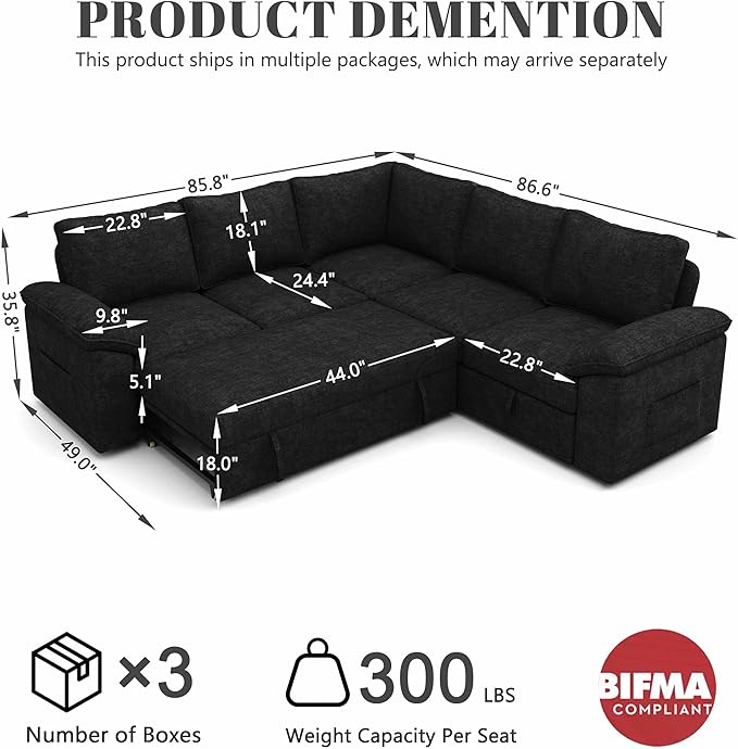 85 Inch Modular Sectional Sofa