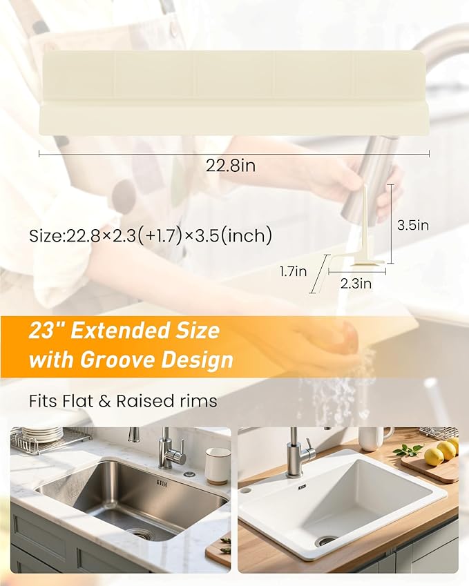Kitchen Sink Splash Guard 23" Silicone Water Guard