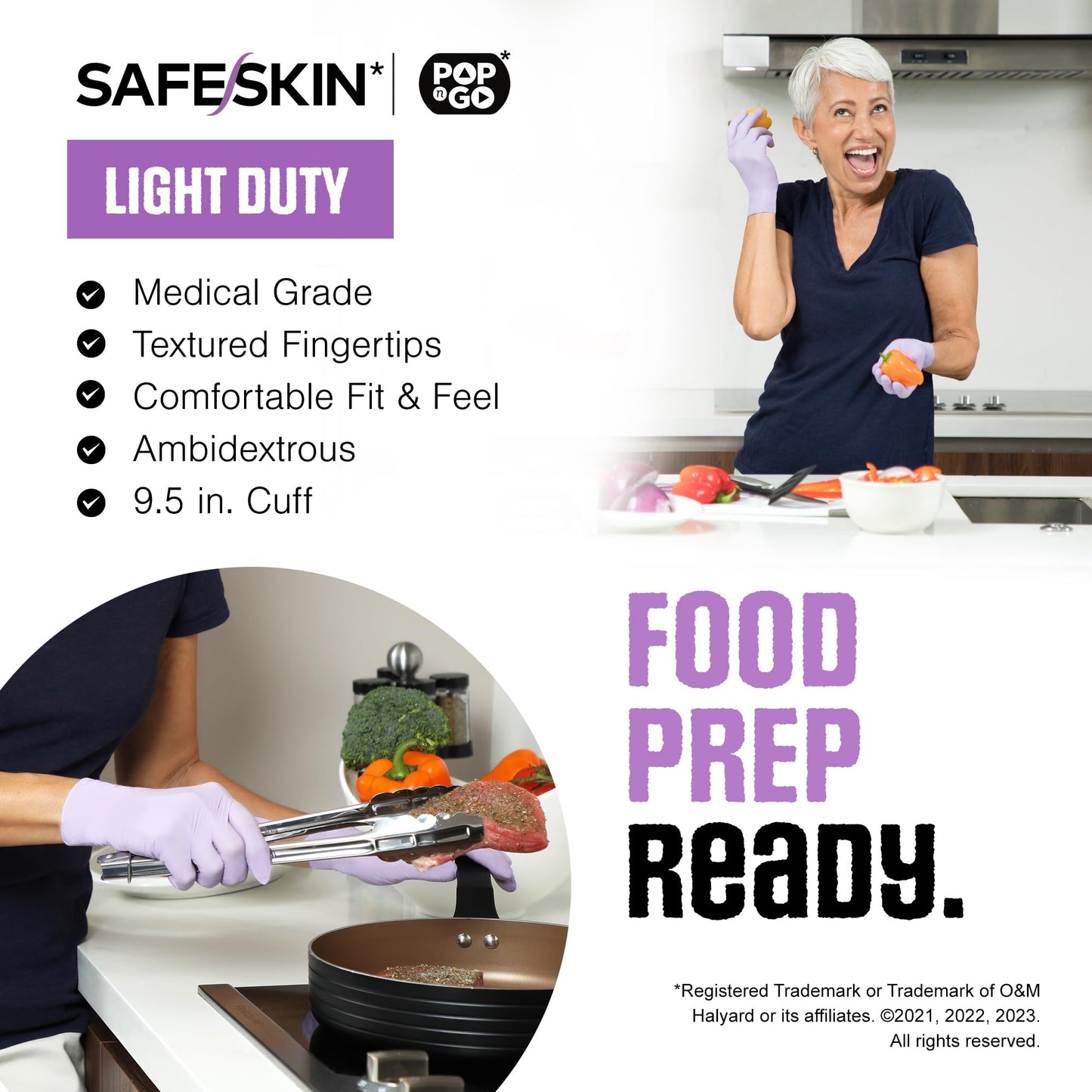 SAFESKIN Disposable Nitrile Gloves in POP-N-GO* Pack - Light Duty - Medium Size, Powder Free, Food Safe - 200 Count