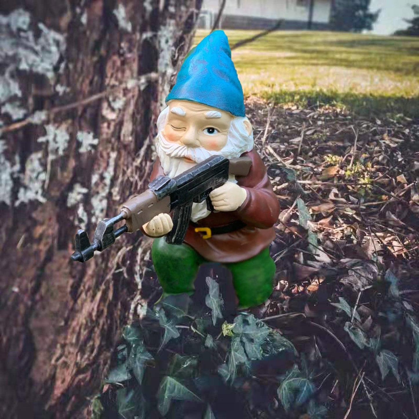 Tirifer Garden Statue Gnome with Gun, Guard Gnome for Garden Military Army Statue Tactical Soldier for Indoor Outdoor, Patio, Yard, Lawn, Christmas Ornaments, Home Décor