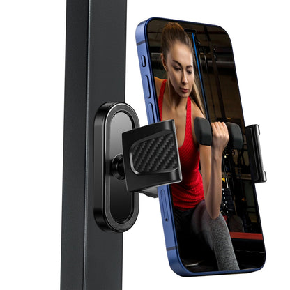 HOYXUN Magnetic Phone Holder for Gym, 360° Adjustable Strong Magnet Base Mount, Universal Magnetic Phone Mount for Workout Recording on All Smartphones