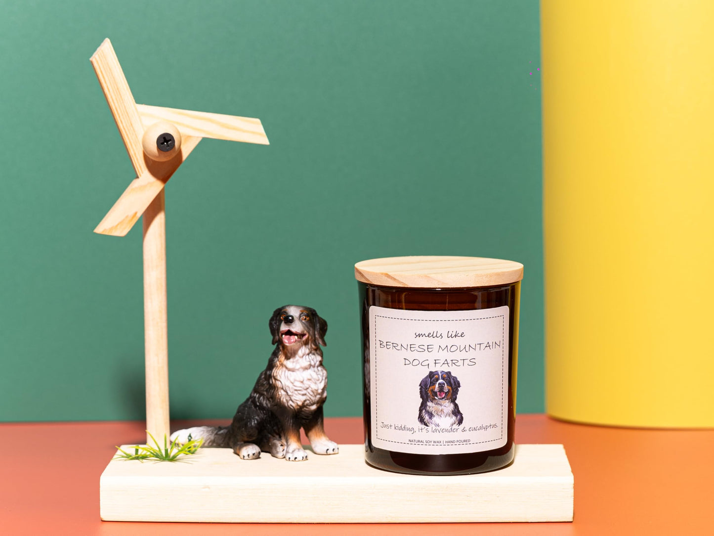Bernese Mountain Dog Gifts & Decor, Dog Mom Gifts for Women, Smells Like Bernese Mountain Farts Candle - Lavender & Eucalyptus, Crafted by Natural Soy Wax & Natural Essential Oils