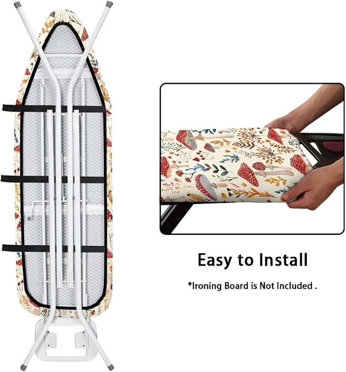 Sprowallow Mushroom Leaf Ironing Board Cover and Pad 15x54 Inch Standard Size