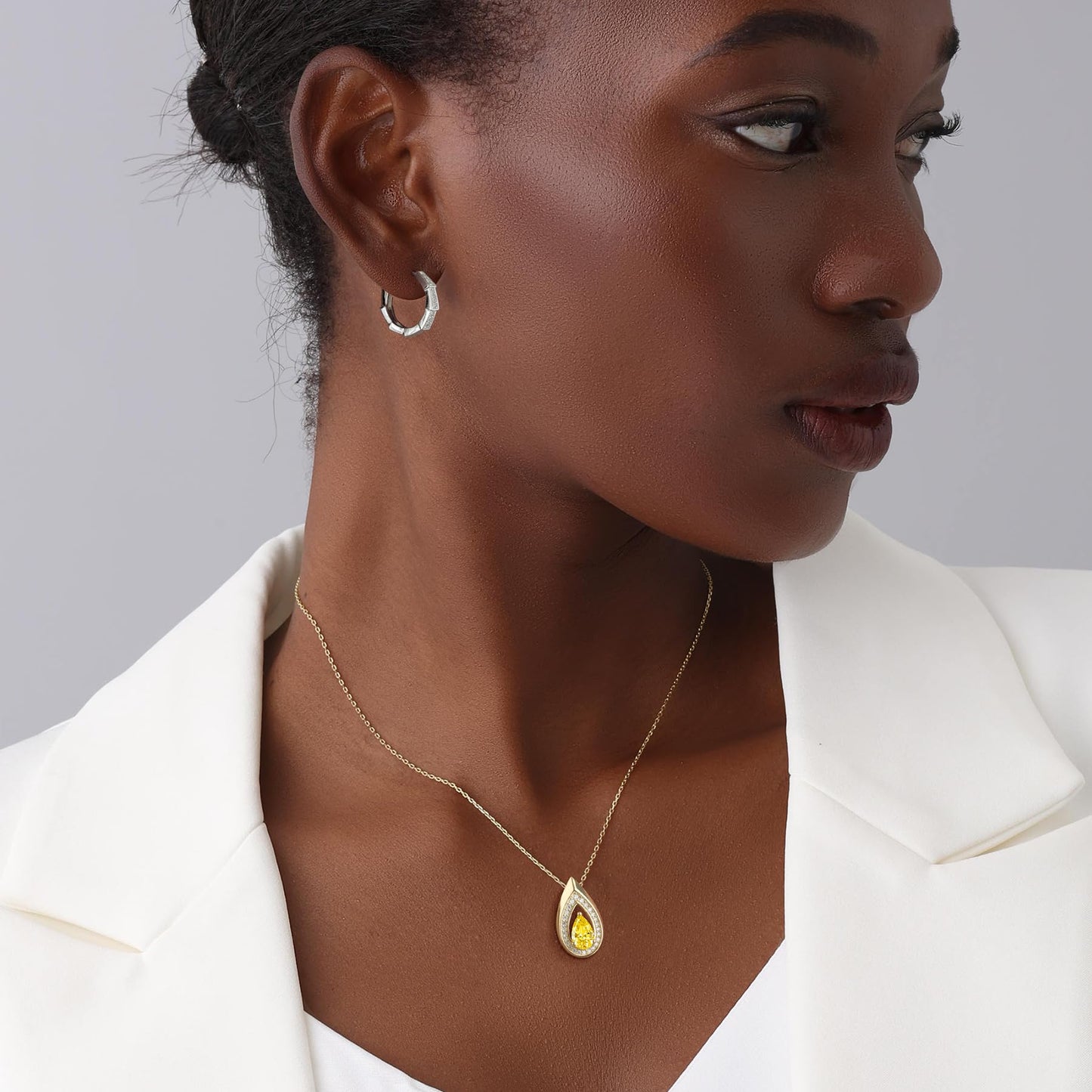 Kstyle 14k Gold Citrine November Birthstone Pendant Necklaces for Women Valentine's Day Birthday Gift Anniversary Jewelry for Wife Daughter Grandma Mom Sister Non Tarnish