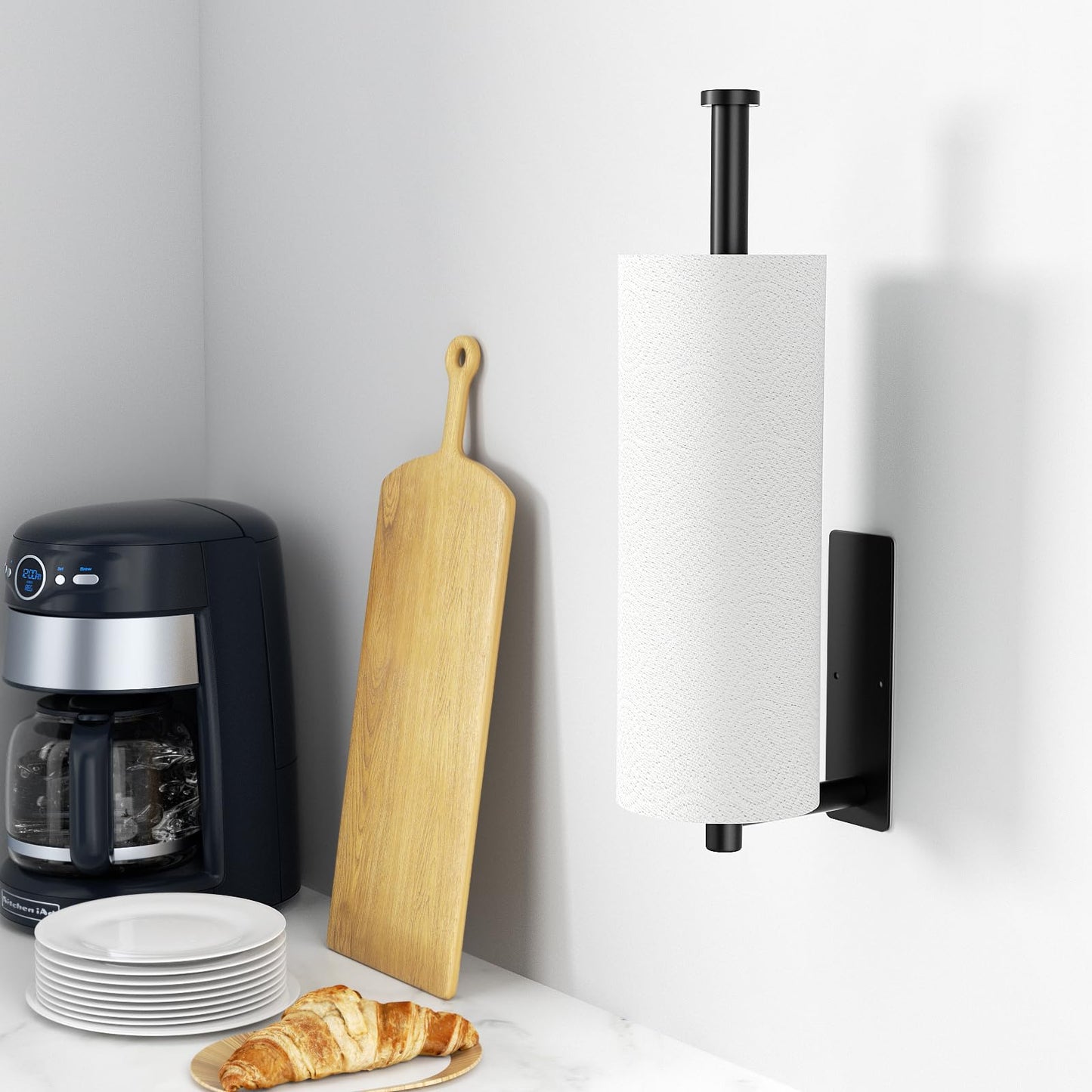 Paper Towel Holder - Self-Adhesive or Drilling, Gold, Wall Mounted, SUS304 Stainless Steel Kitchen Roll Dispenser Under Cabinet