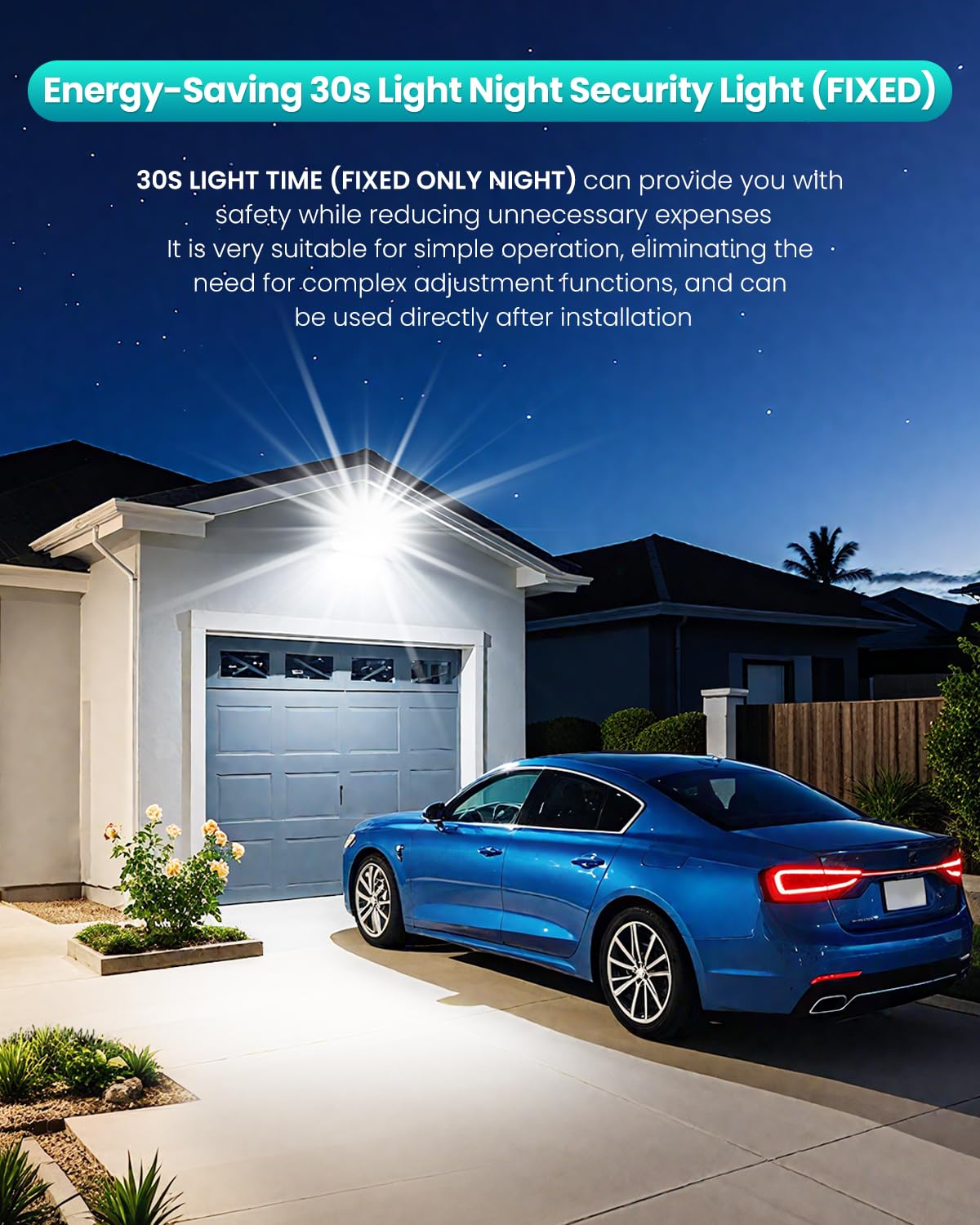 CLY Security Lights Outdoor Motion Sensor, 30W PIR Sensor Security Light 2820 Lumen IP66 Waterproof Motion Sensor Floodlight, 6500K Cold White LED Outdoor Light Mains Powered for Garden NO Earth Wire